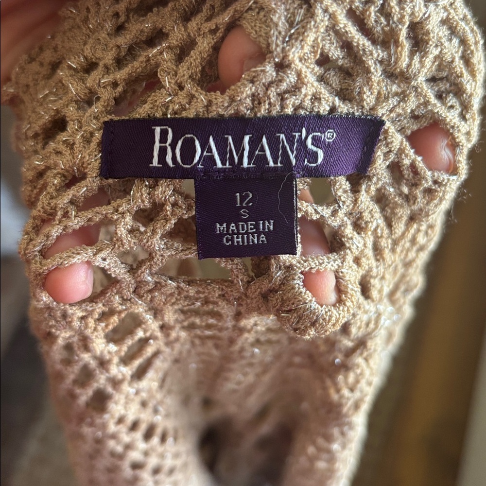Roamans Crochet Lace Starburst Cardigan 3/4 Bell Sleeve Sz 12 - Picture 12 of 12